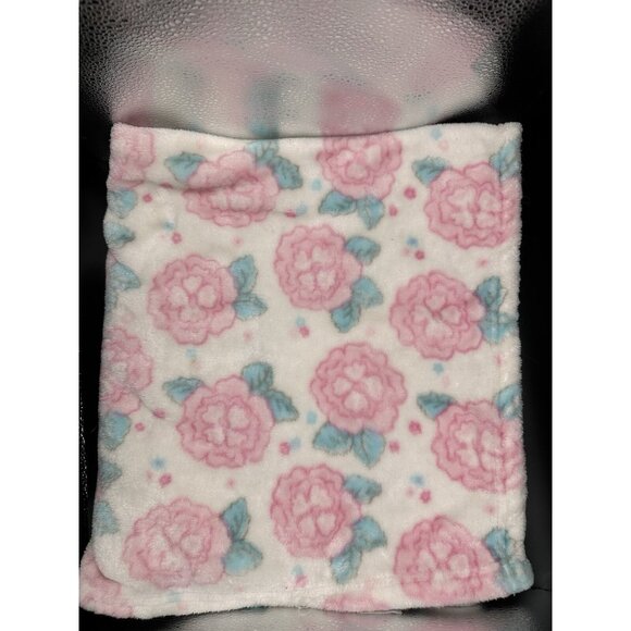 Baby Essentials Vtg Pink Roses Flowers Floral Security Baby Blanket Fleece 30” - Picture 1 of 16